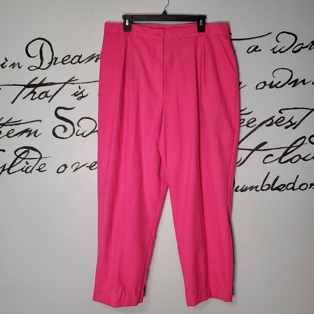Vintage Women's Hot Pink Lady Hazan Button Up Slacks, 20
